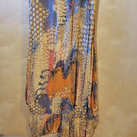 Lascana Venus Orange Gray Print Waterfall Maxi Dress Size XL - Picture 9 of 9